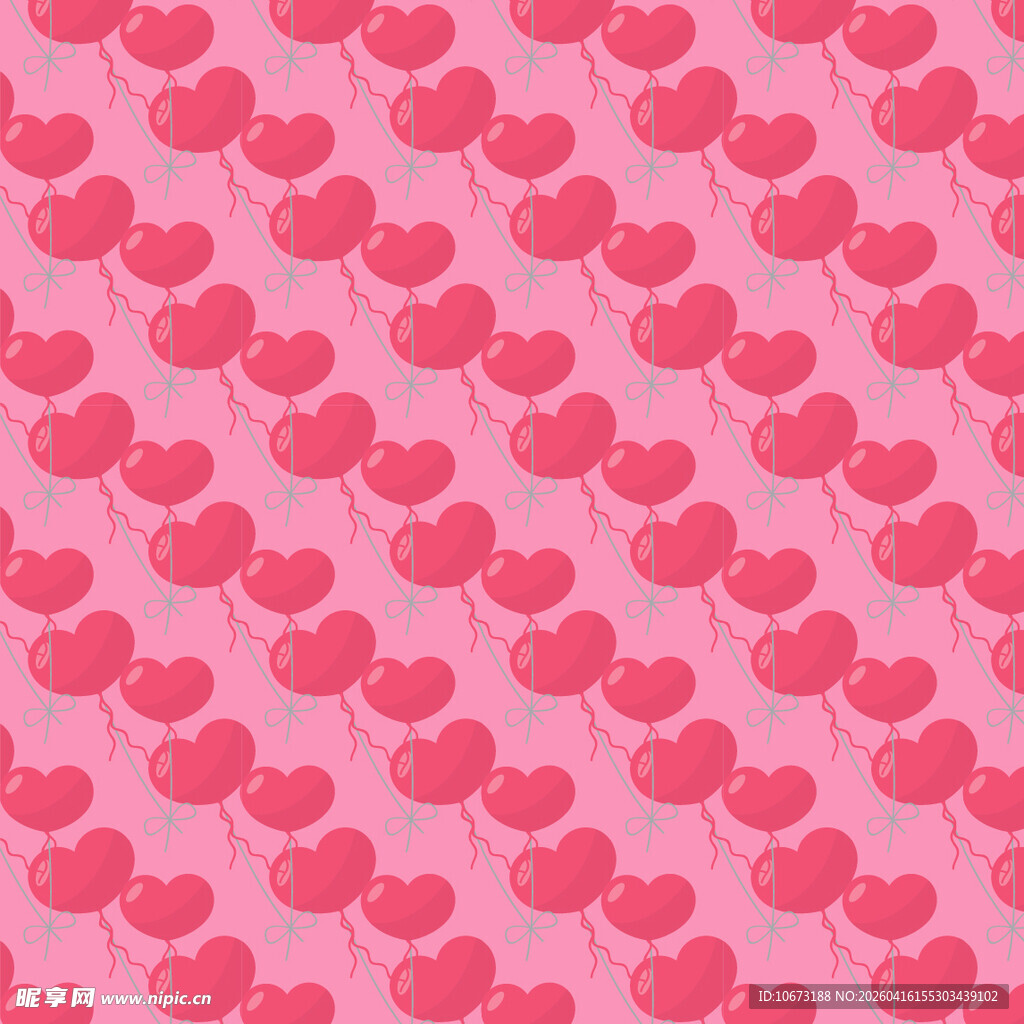 粉色爱心气球无缝图案背景