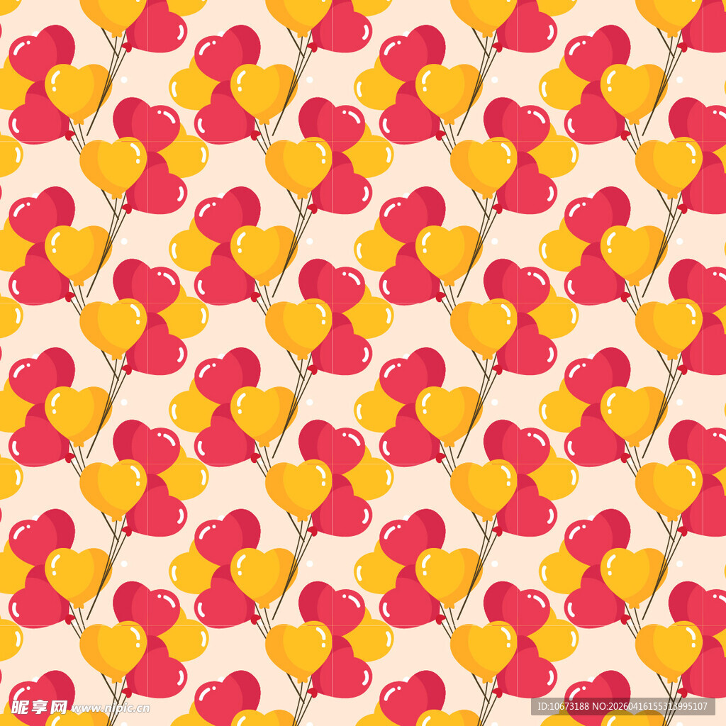 心形气球图案无缝背景纹理