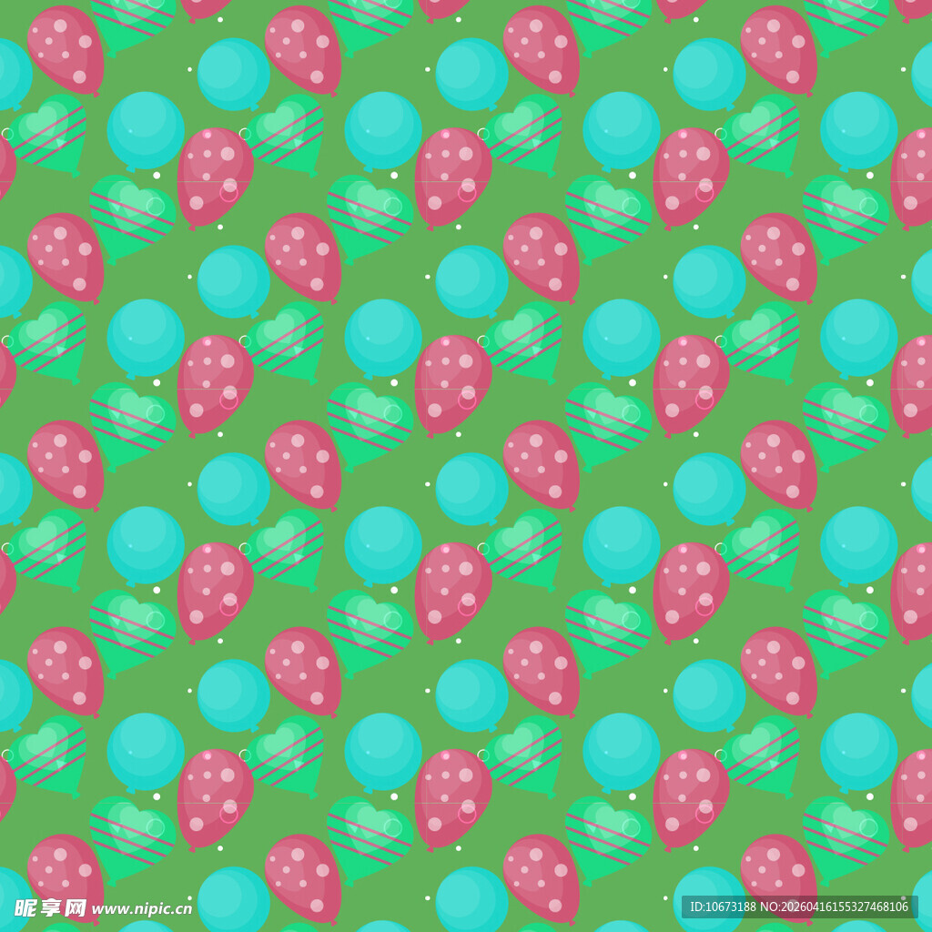 绿色底气球图案背景