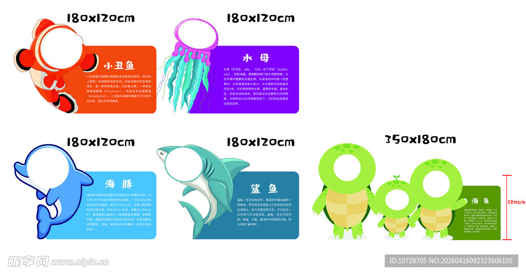 海洋生物头像拍照打卡背景板