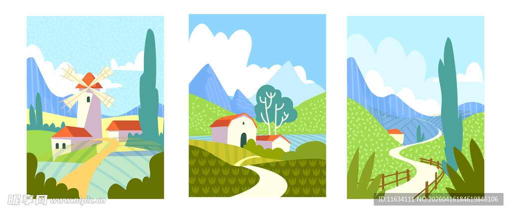 田园风光插画