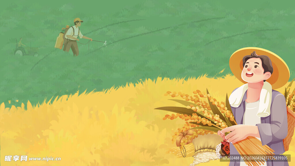 田间农妇劳作的美好瞬间