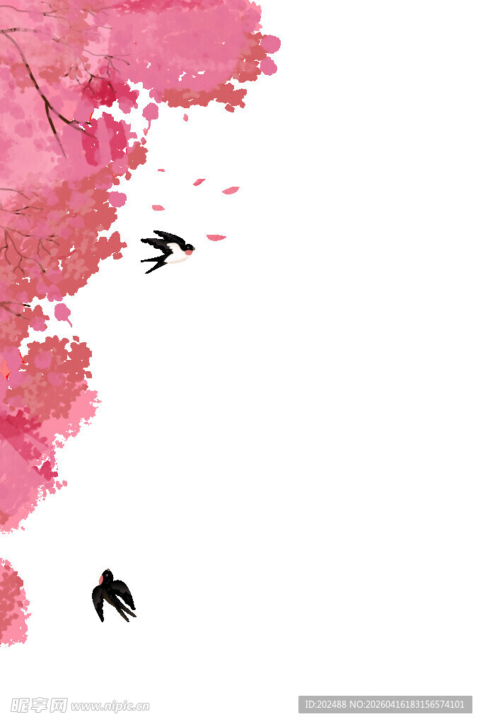 春天樱花花枝边框