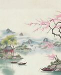 水墨江南春景图