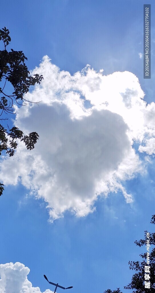 蓝天下的蓬松白云 爱心云朵
