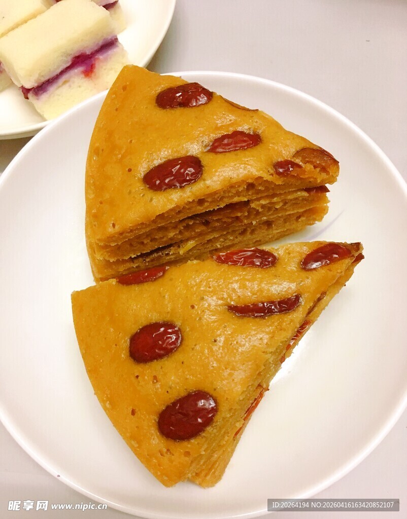 红枣千层糕切片展示 红糖发糕 