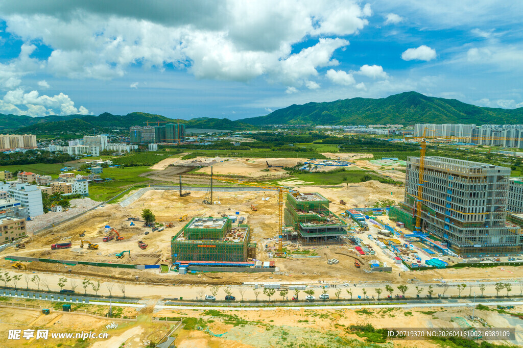 城市建设工地俯瞰景象
