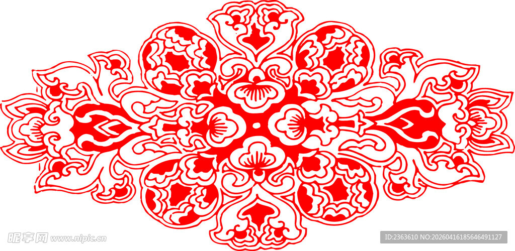 红色对称花纹图案设计