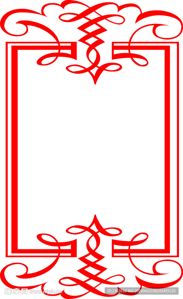红色中式花纹边框图案
