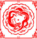 双凤戏珠传统剪纸图案