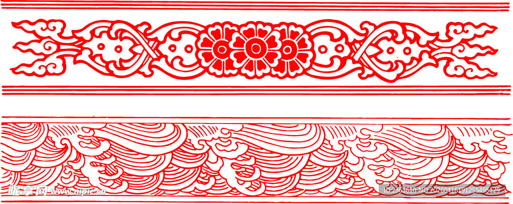 中式传统红色精美花纹图案