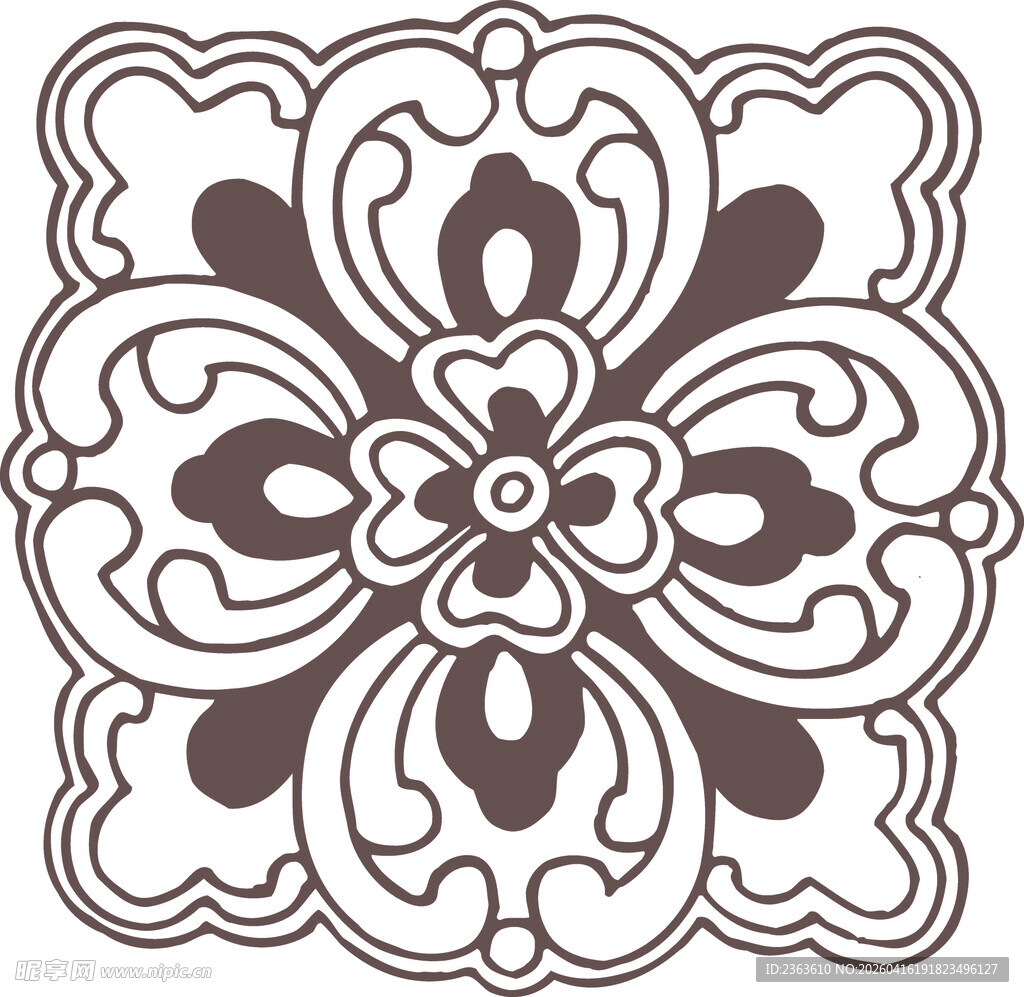 复古中式花卉图案装饰