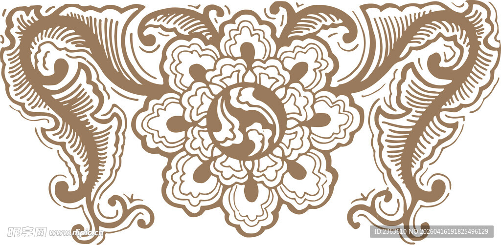 复古金色花卉装饰图案