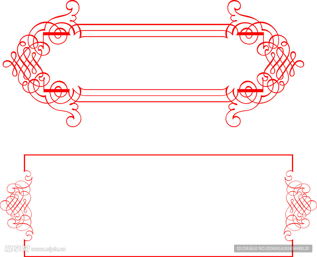 复古红色花纹装饰边框