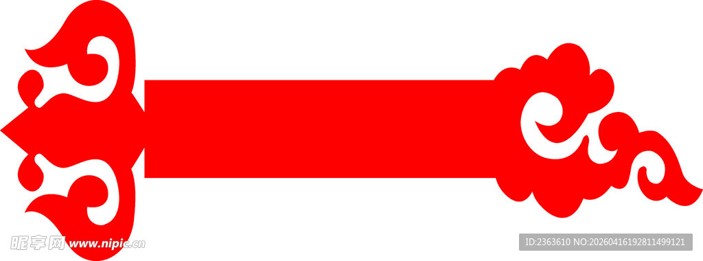 中式红色祥云装饰条