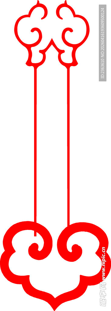 中式传统红色云纹装饰图案