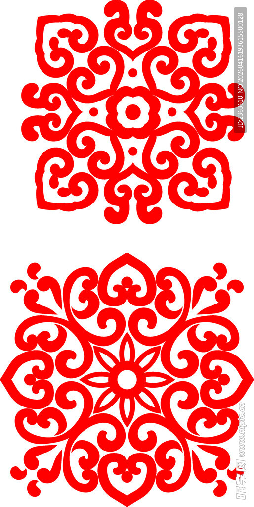 传统红色花纹装饰图案