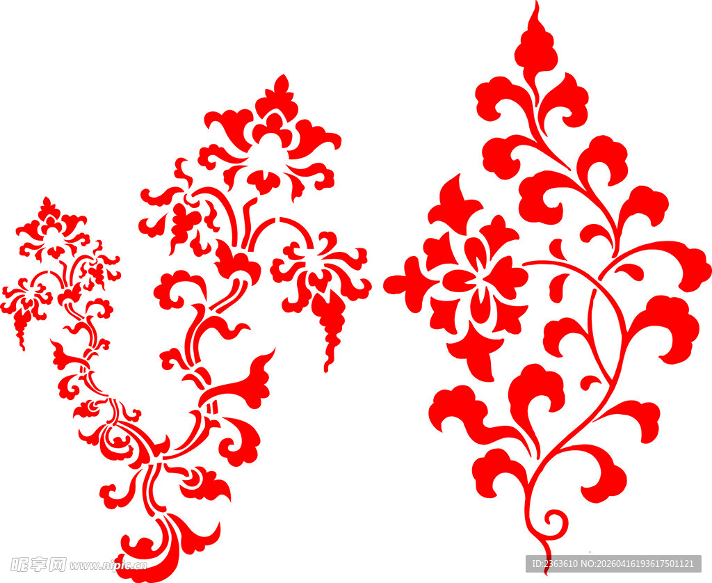 中式红色精美花纹图案