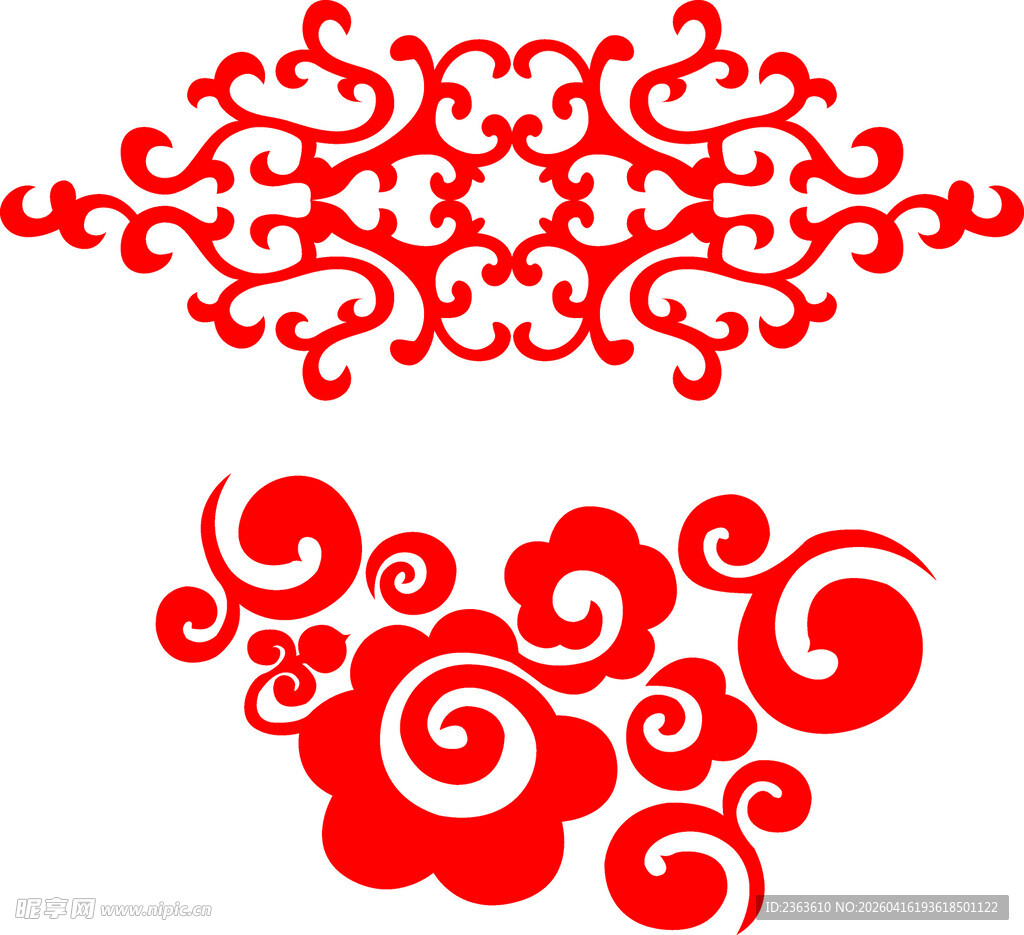 中式传统红色花纹图案