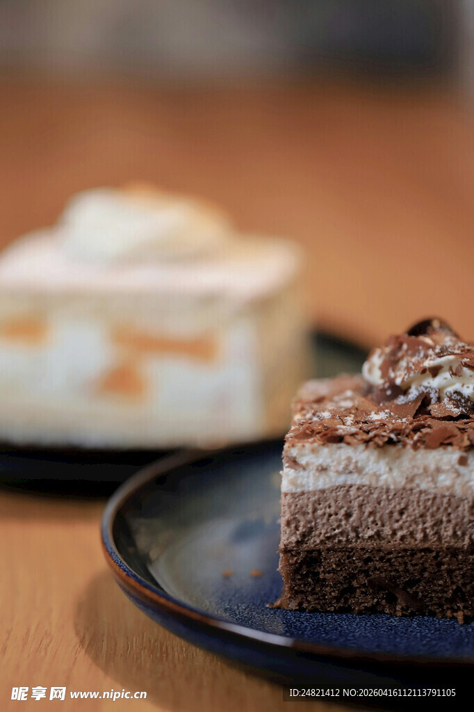 美味巧克力慕斯蛋糕特写