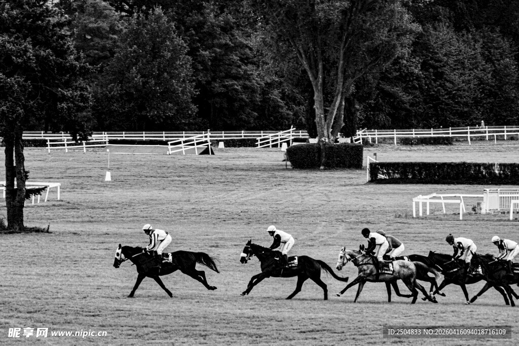 赛马场上骑手策马驰骋