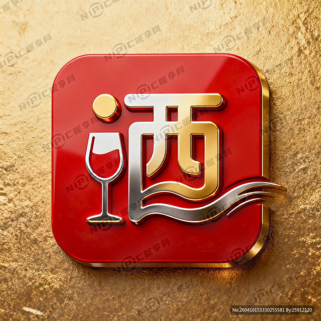 一个代表送酒平台的形象的酒字