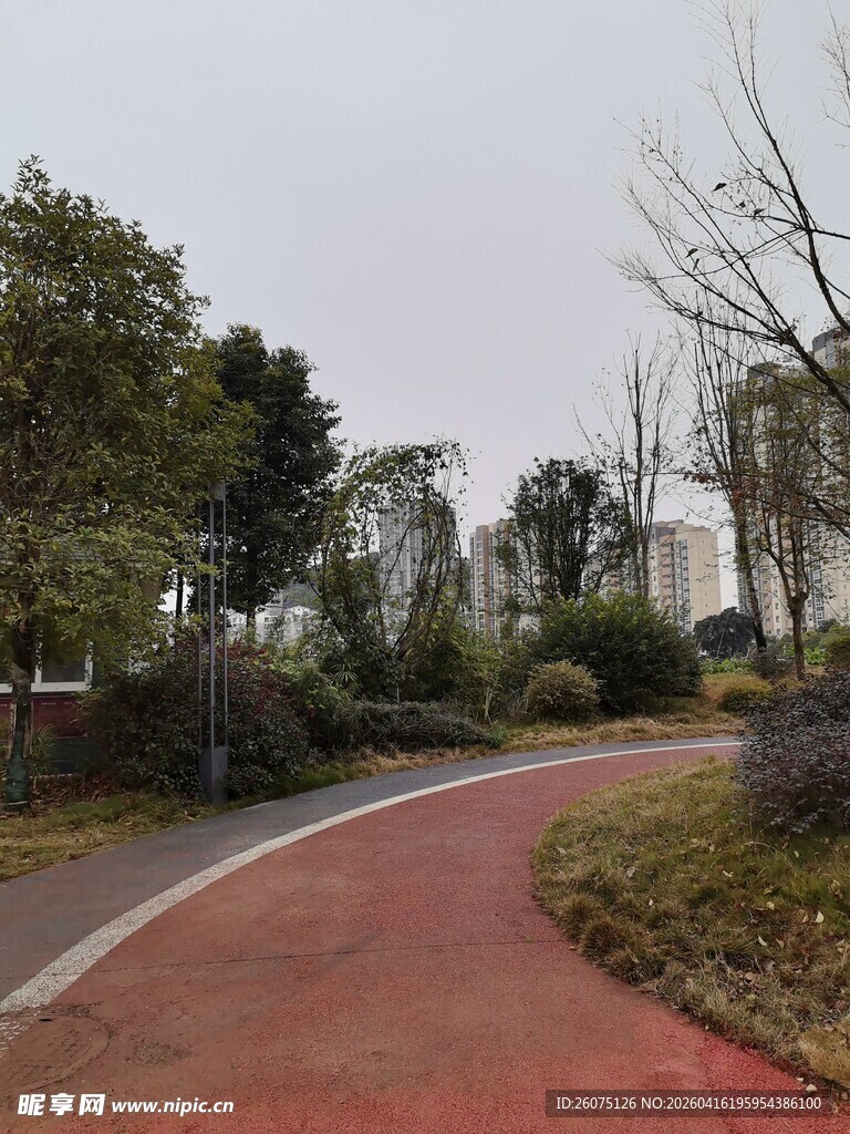 公园红色步道景色