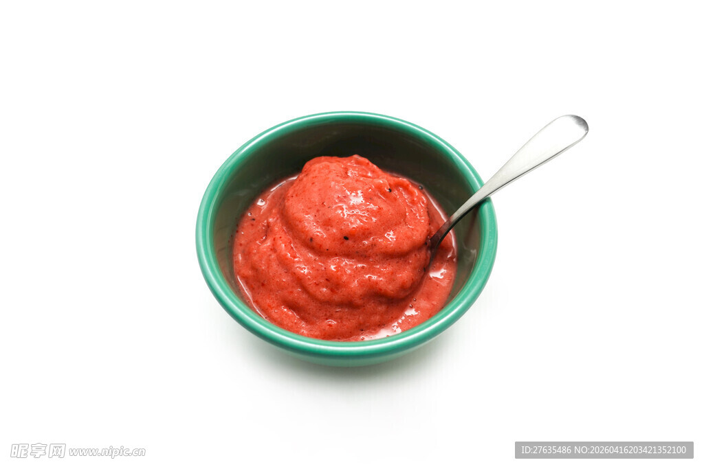 绿色碗中的美味红色酱料