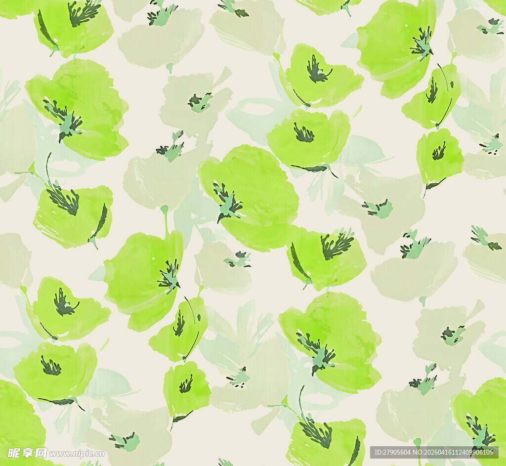 清新绿色花朵图案背景