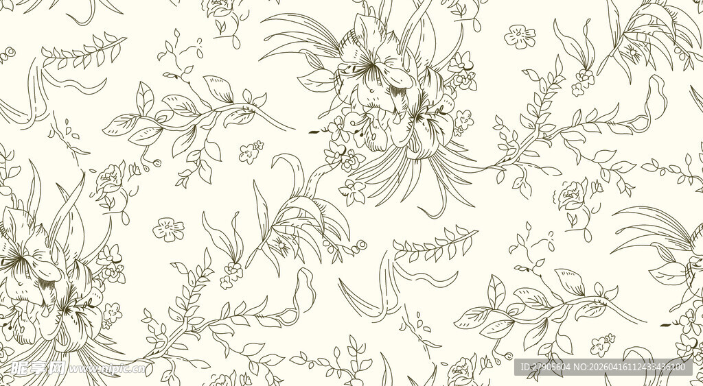 简约花卉线条图案背景