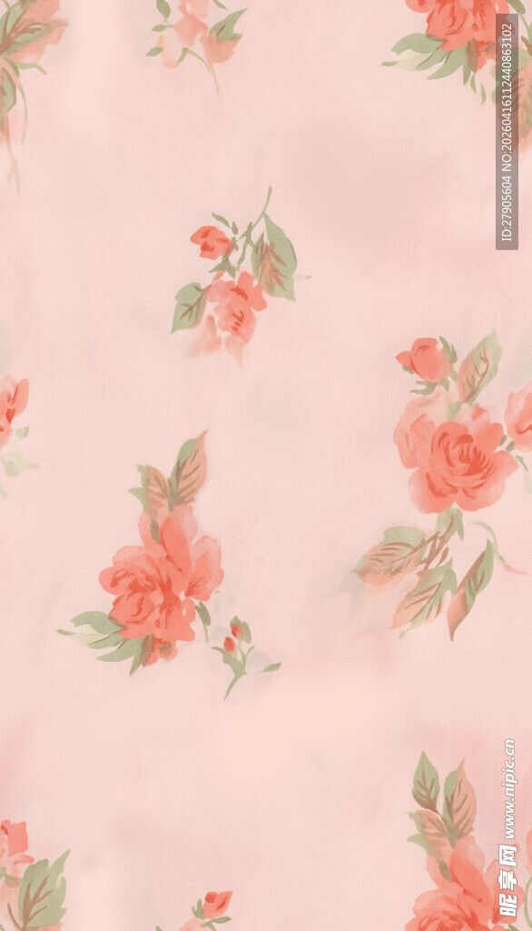粉色花卉印花布料