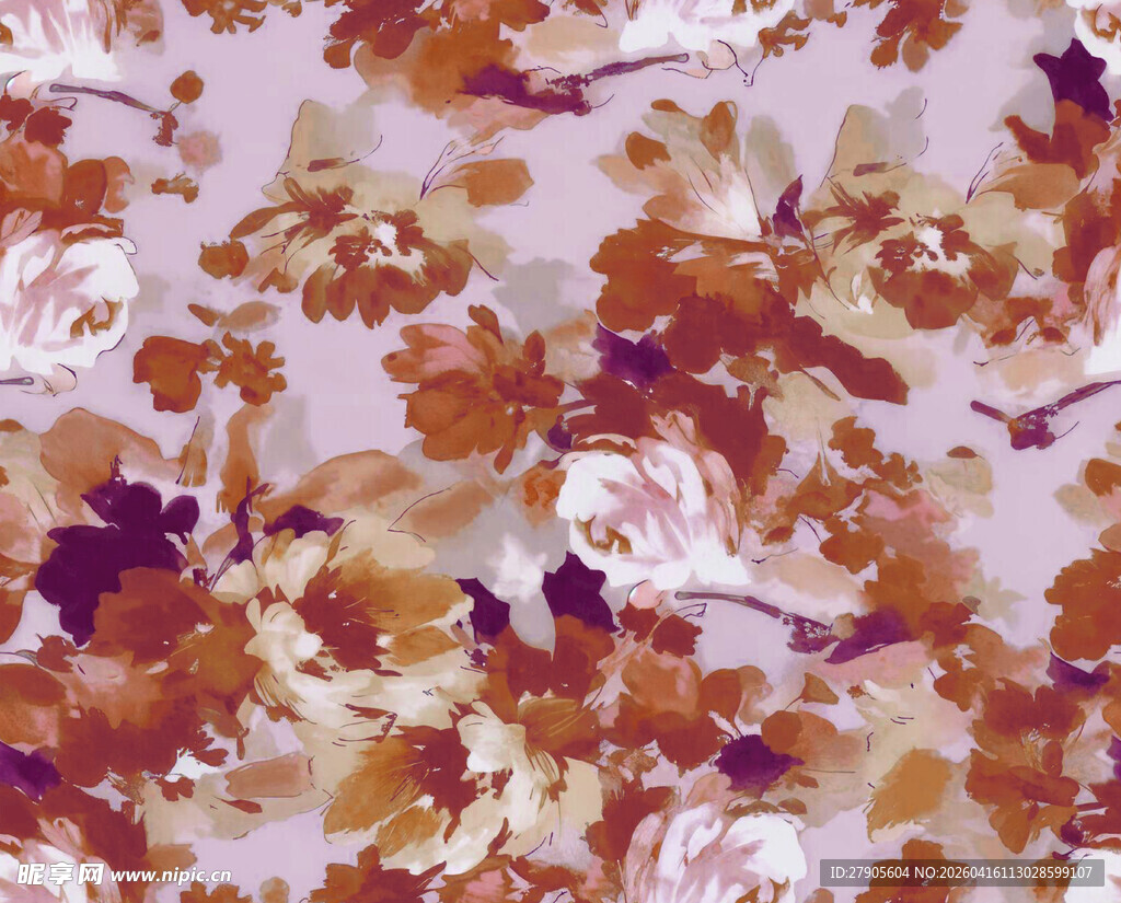 复古花卉图案印花布料