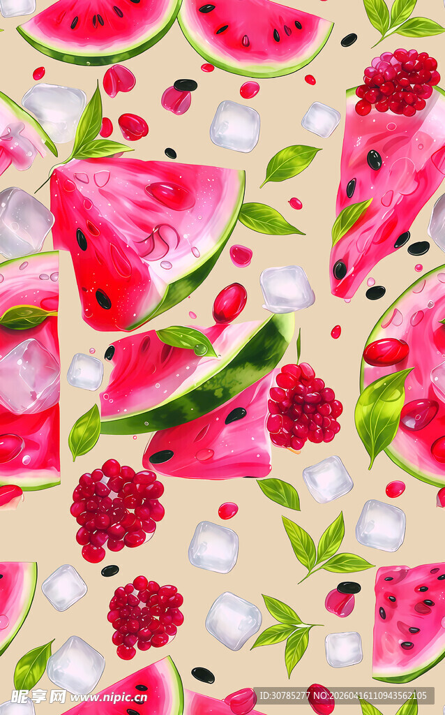 夏日缤纷水果切片图案