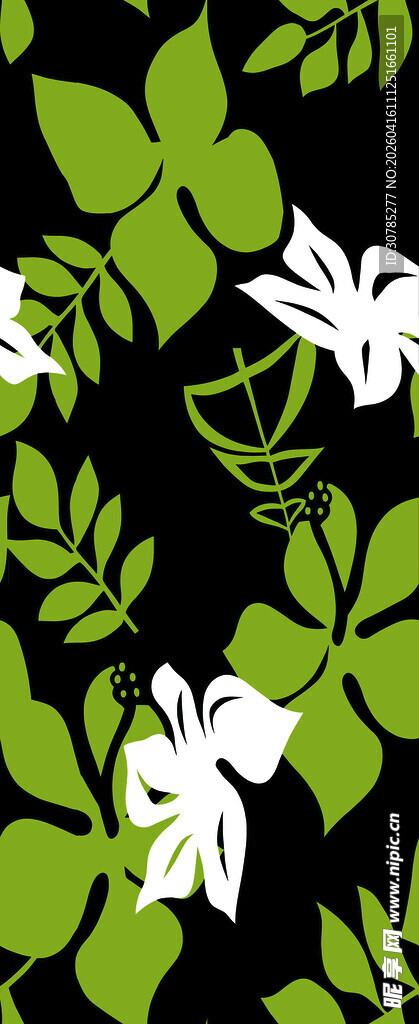绿叶白花图案背景