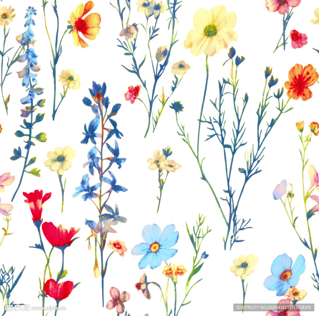 手绘多彩花卉图案背景