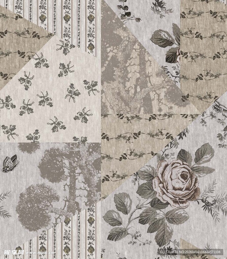 复古花卉纹理布料图案