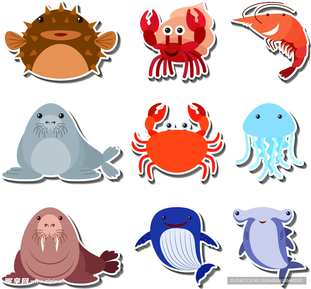 海洋动物卡通形象集合