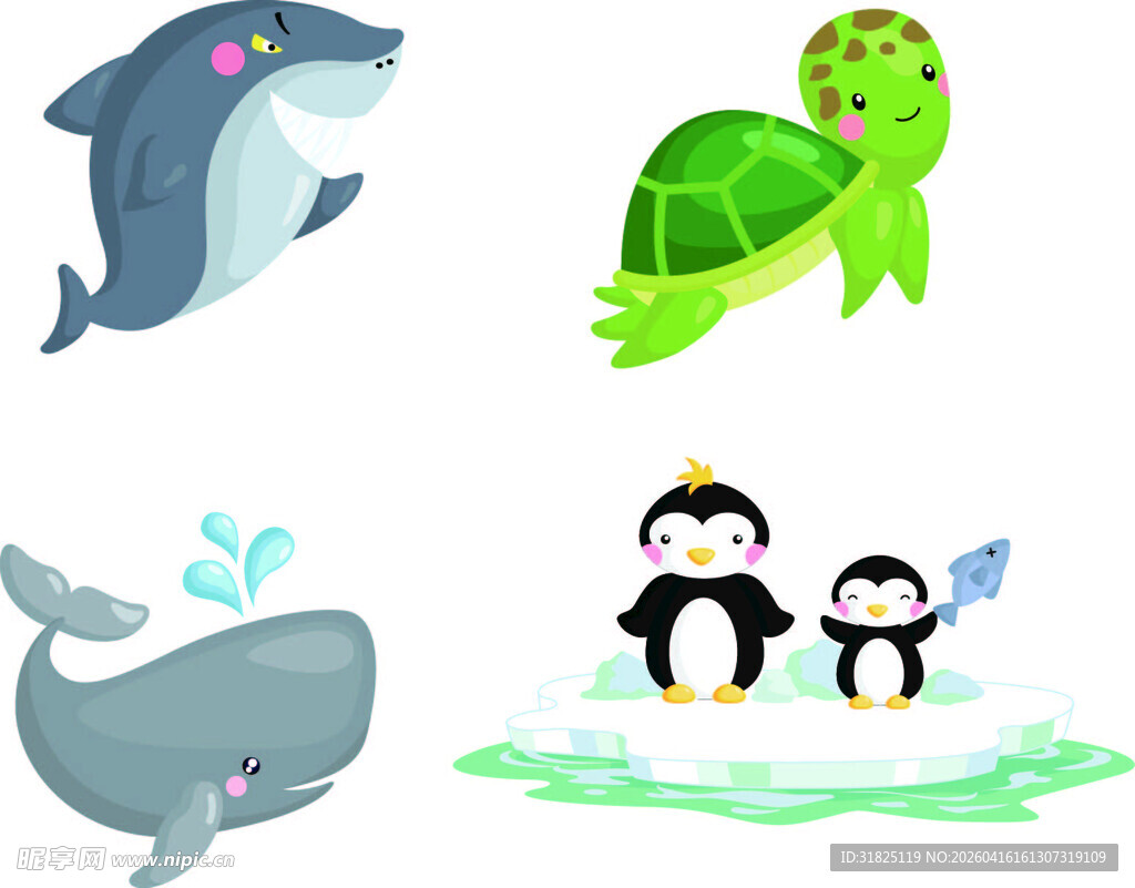 海洋动物卡通形象集合