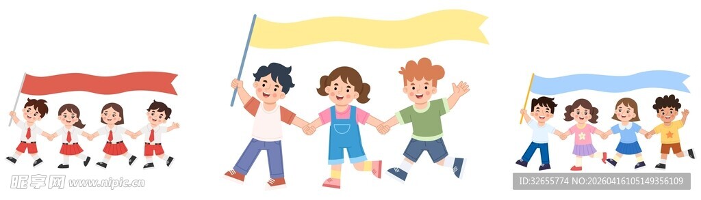 举旗儿童插画