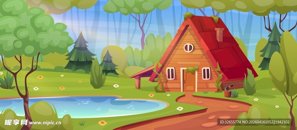 林间小屋背景