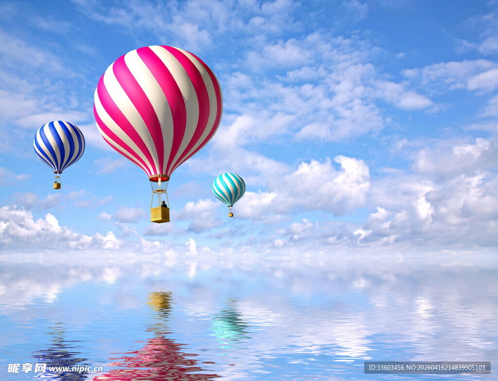 天空中漂浮的多彩热气球