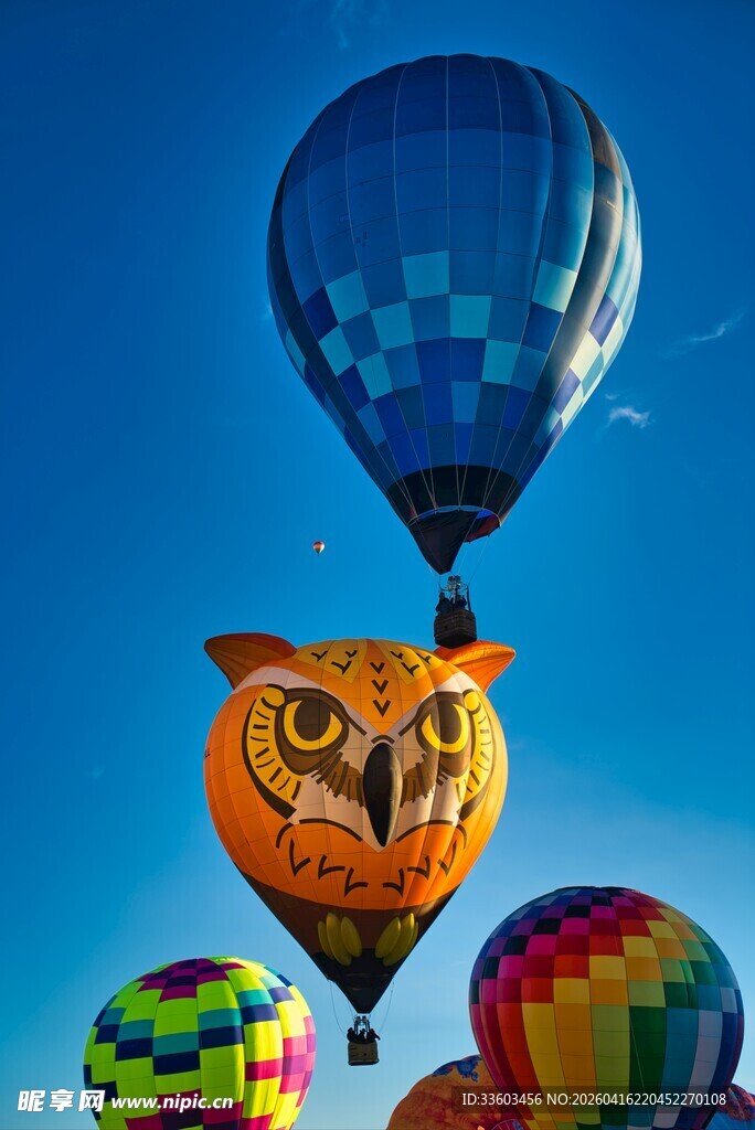 多彩热气球翱翔蓝天