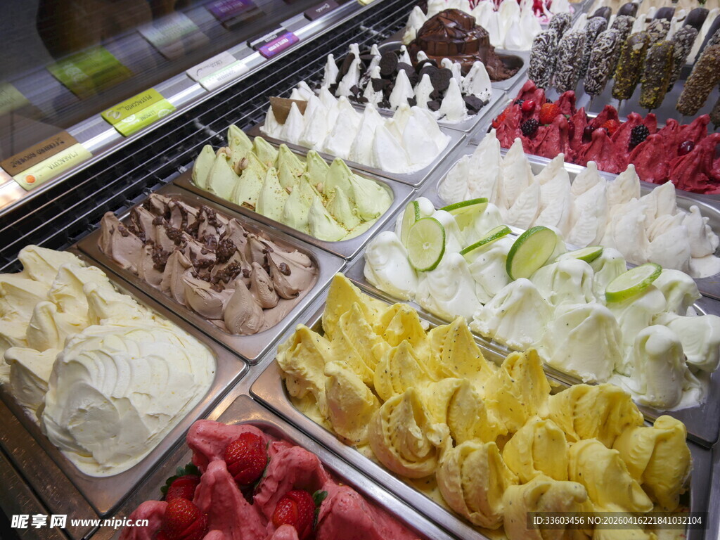 多样美味冰淇淋展示