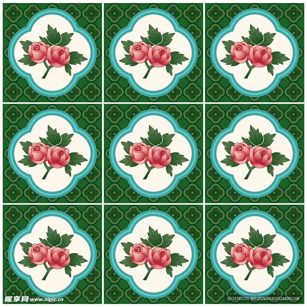 玫瑰瓷砖图案