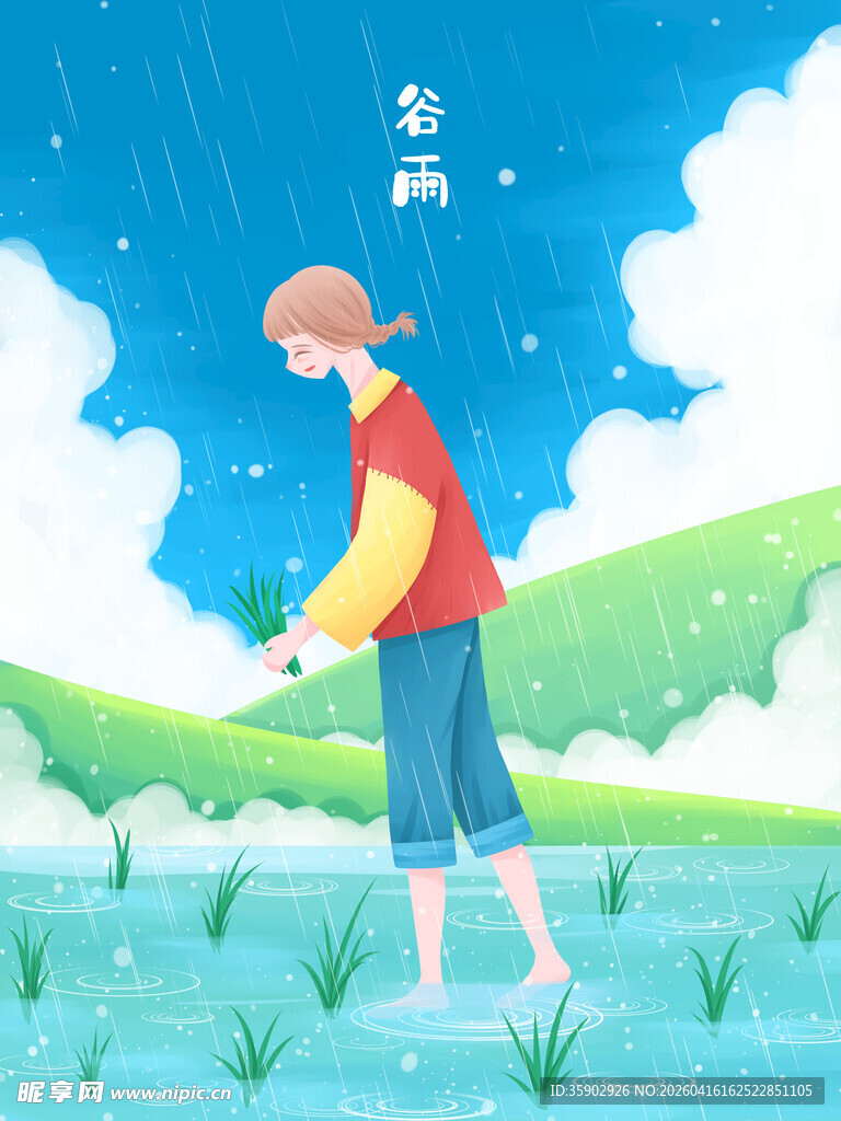 田间插秧的辛勤劳动者