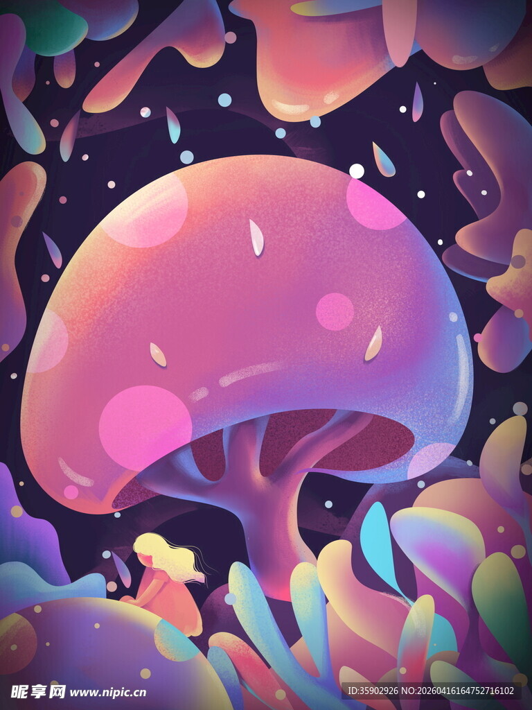 梦幻炫彩的奇幻蘑菇世界