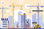 城市建筑工地繁忙景象
