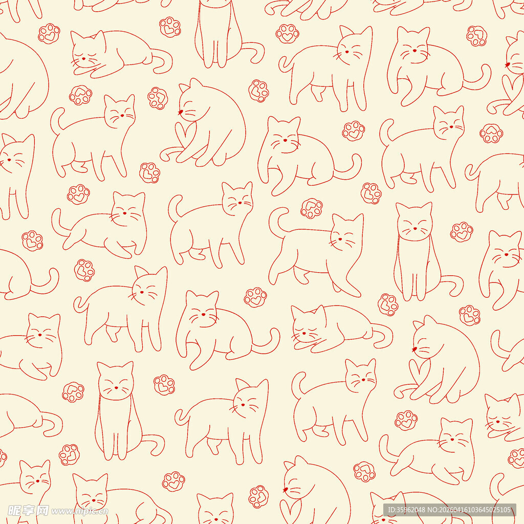 可爱猫咪图案背景纹理