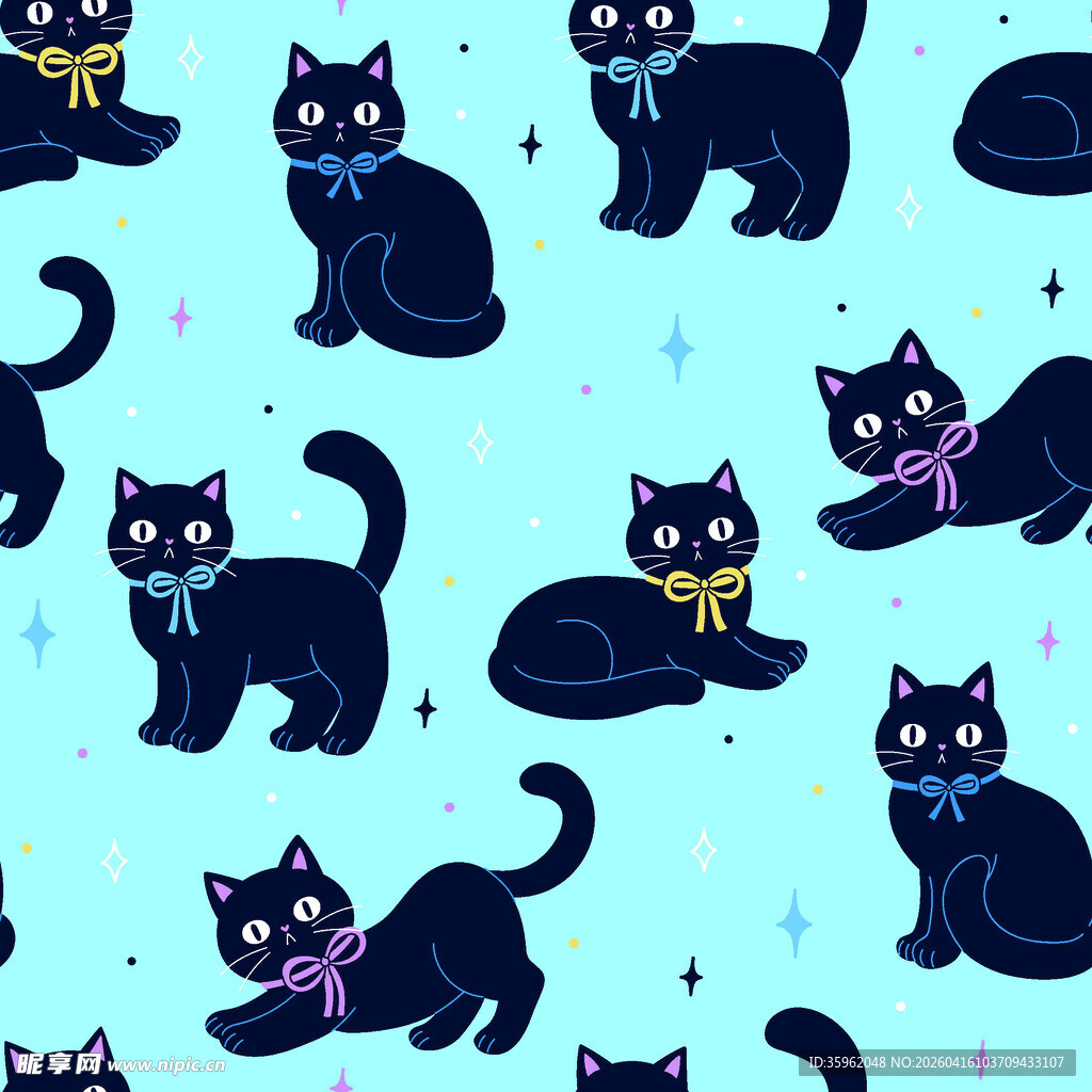 可爱黑猫图案背景设计