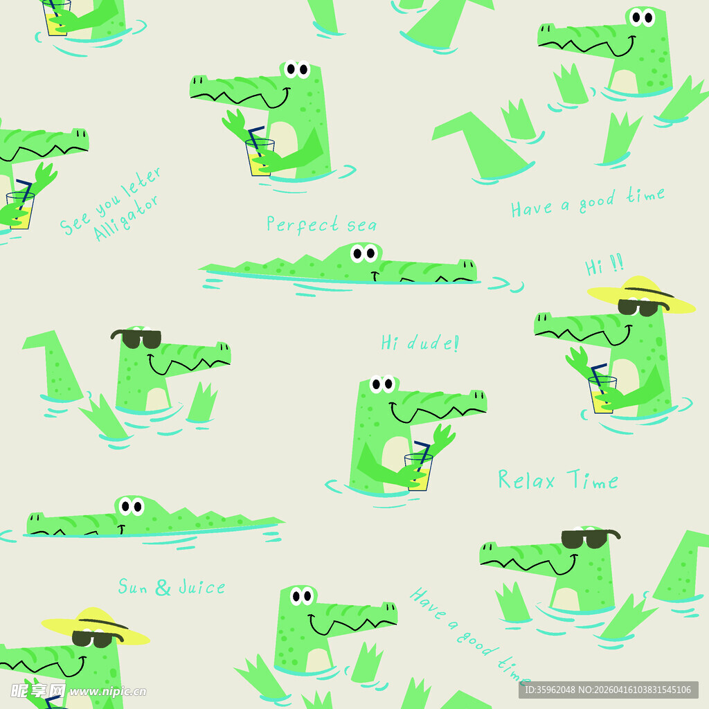 卡通鳄鱼图案背景设计